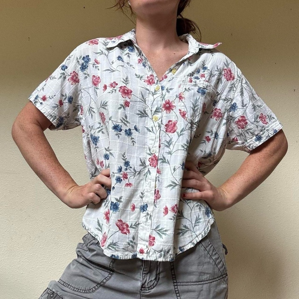 True vintage floral button up short sleeve shirt - Picture 8 of 8